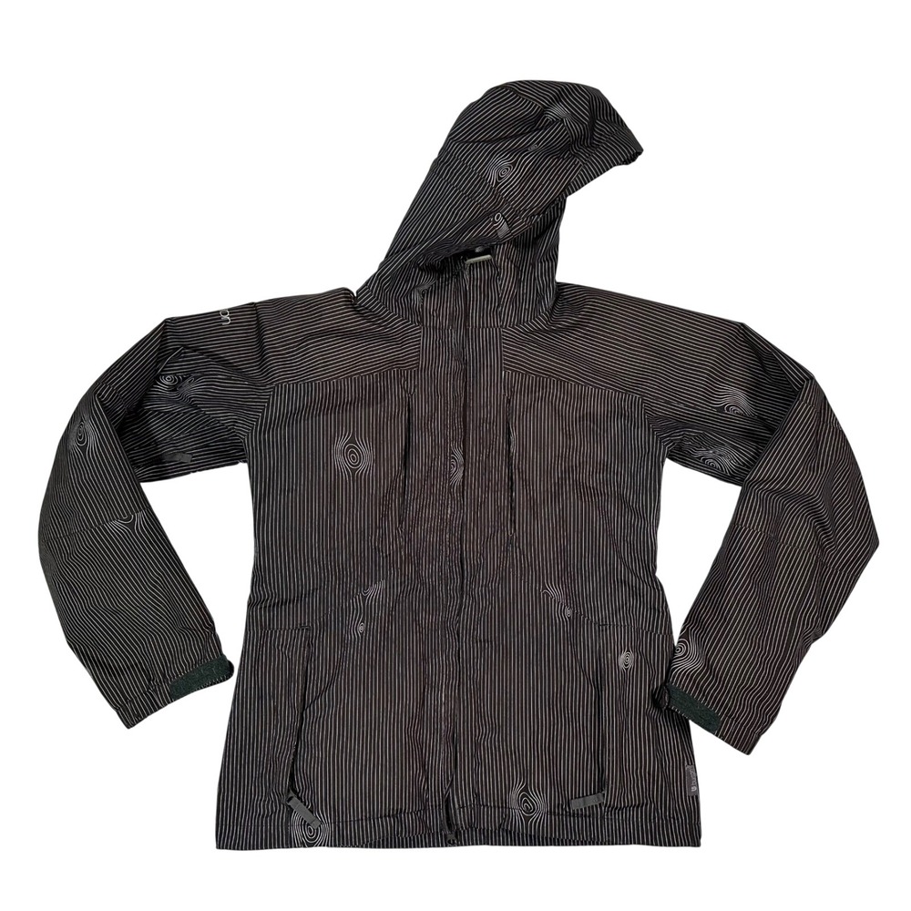 Burton Gore Tex Ski Snowboard Jacket Brown Pinstripe Hooded‎ size Small